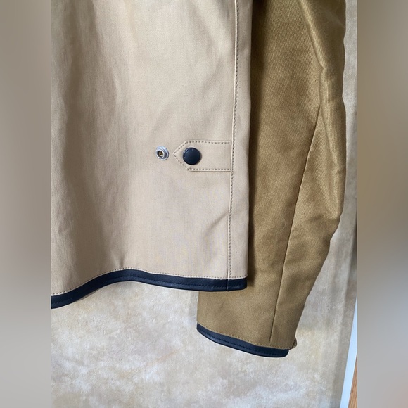 Coach Outlet Mix Fabric Racer Moto Jacket XS Like New Leather Khaki Beige - Picture 7 of 10